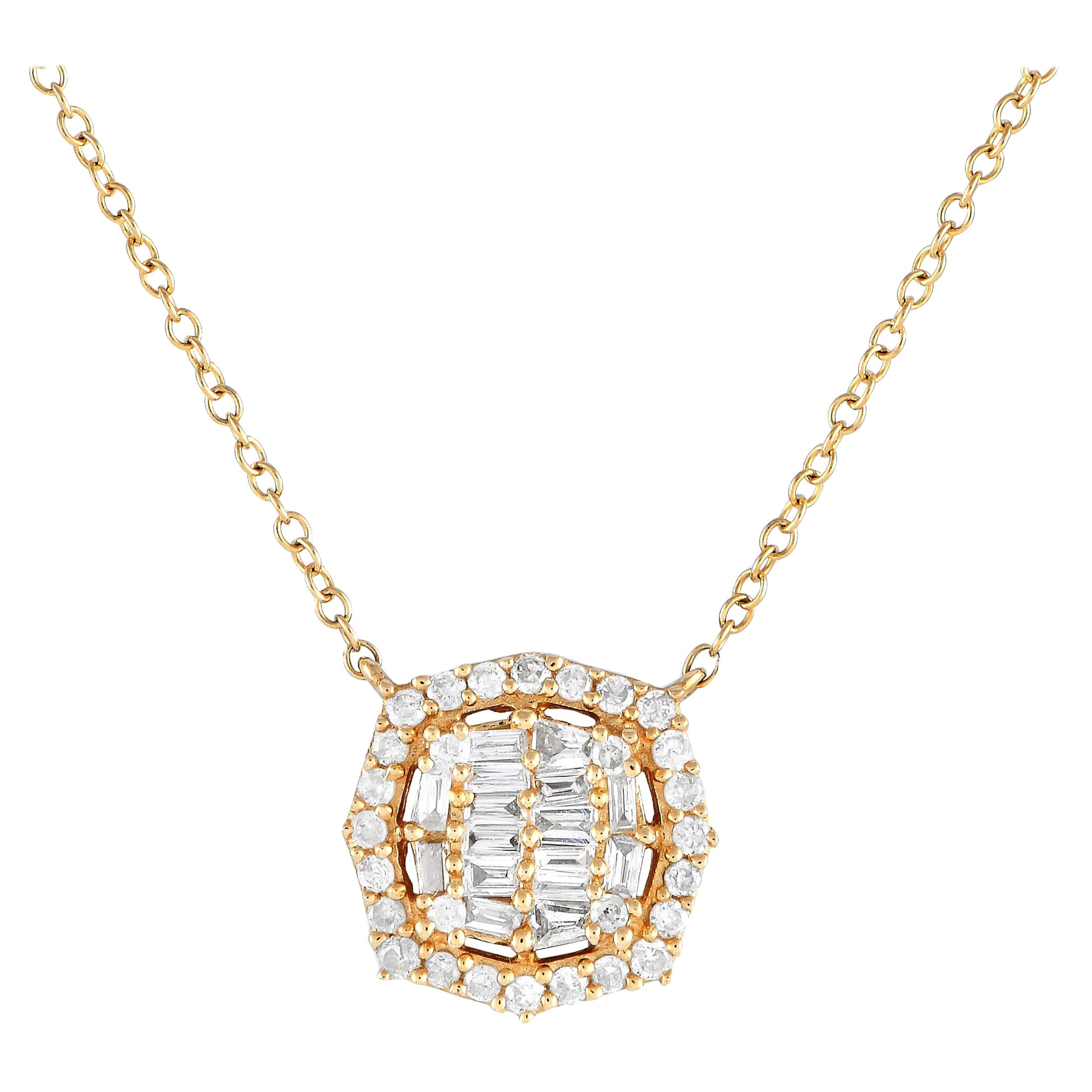 Collier grappe de diamants 0,25 carat en or jaune 14 carats en vente