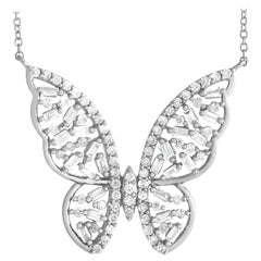 Collier papillon en or blanc 14 carats et diamants 0,60 carat
