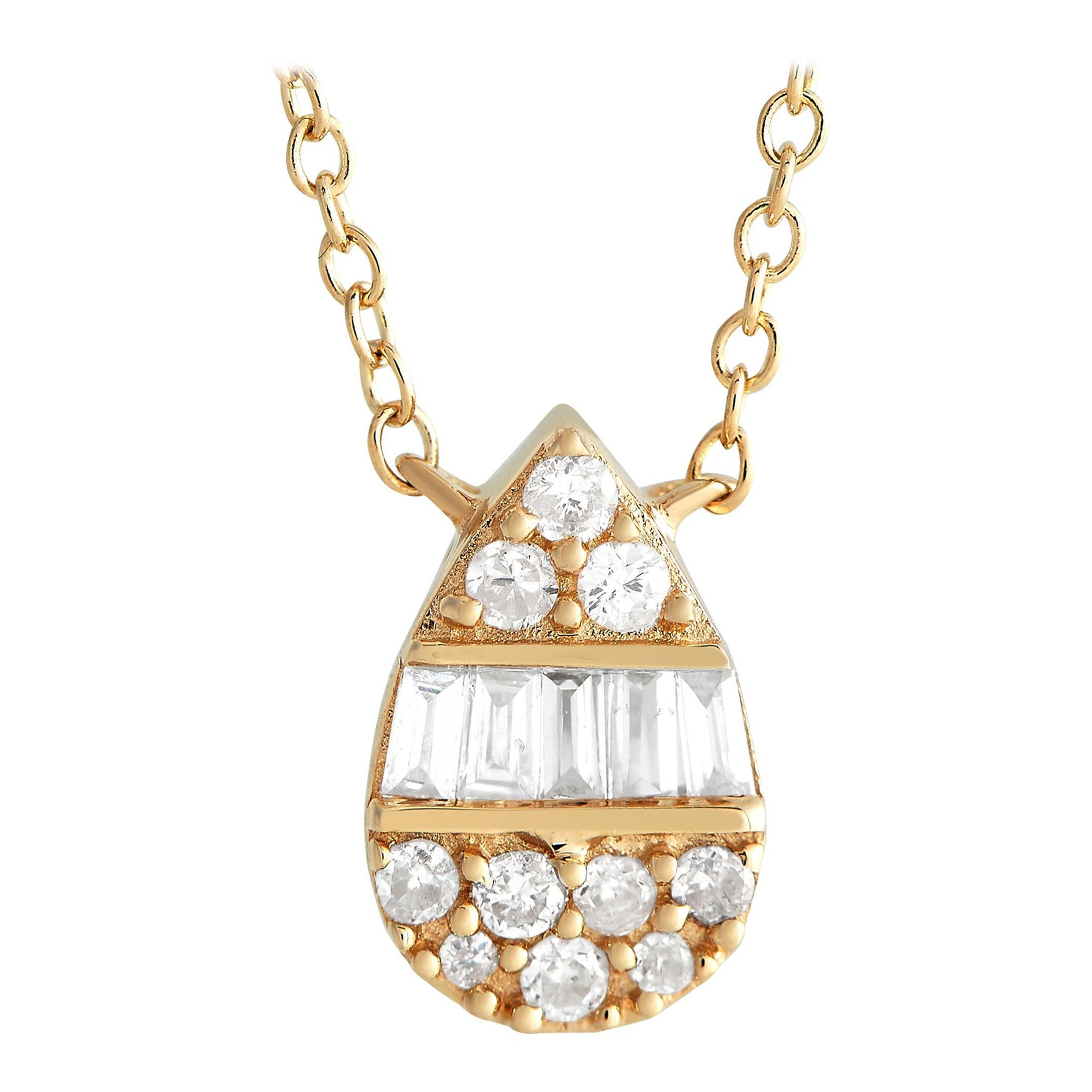 14 Karat Gelbgold Halskette mit 0,10 Karat Diamanten im Angebot