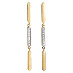 14K Yellow Gold 0.10ct Diamond Line Drop Earrings