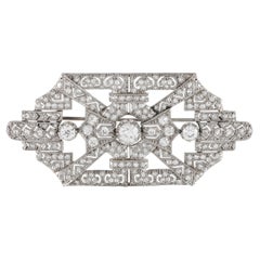 Antique Platinum 4.0ct Diamond Art Deco Brooch