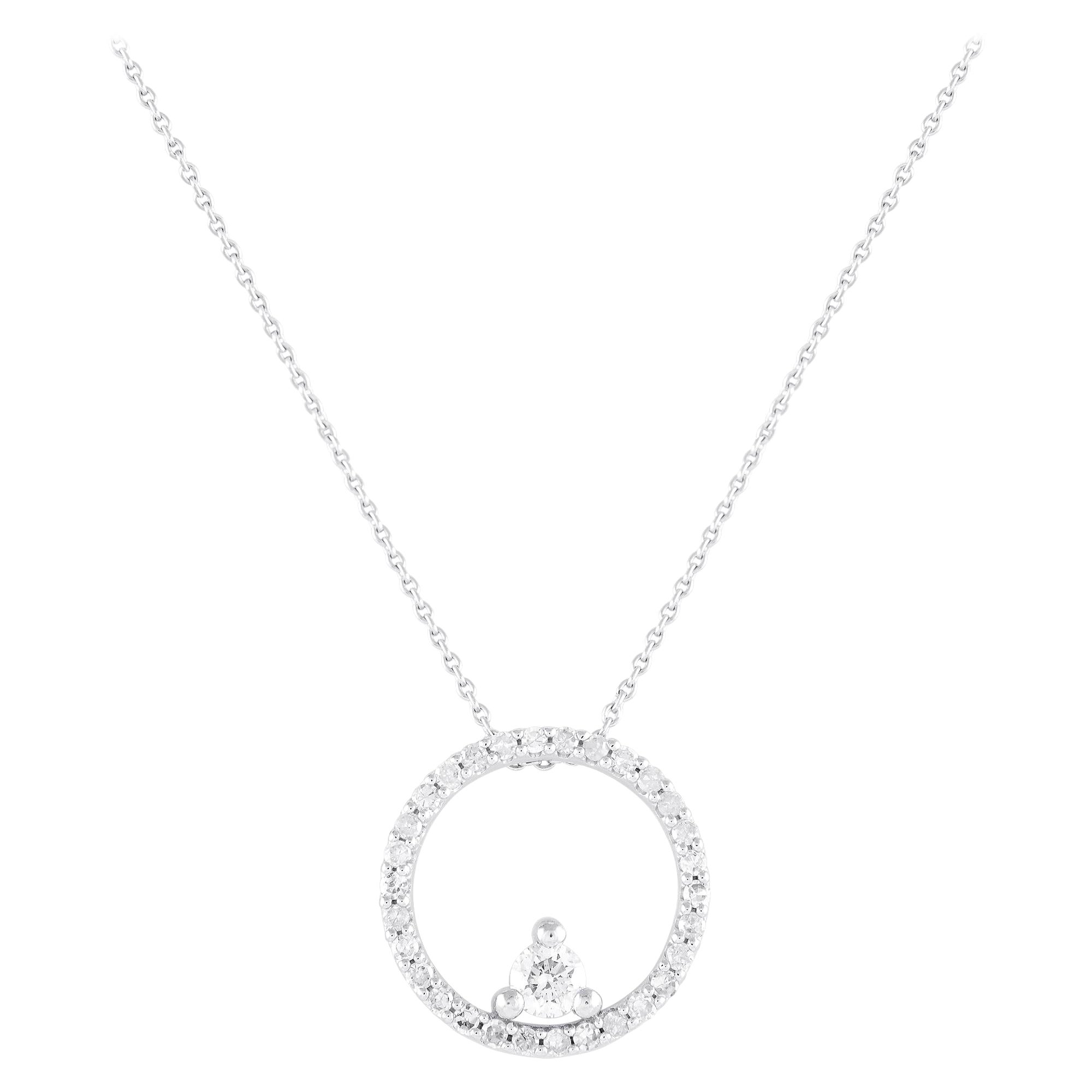 14K White Gold 0.25ct Diamond Necklace For Sale