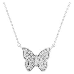 14K White Gold 0.50ct Diamond Butterfly Necklace