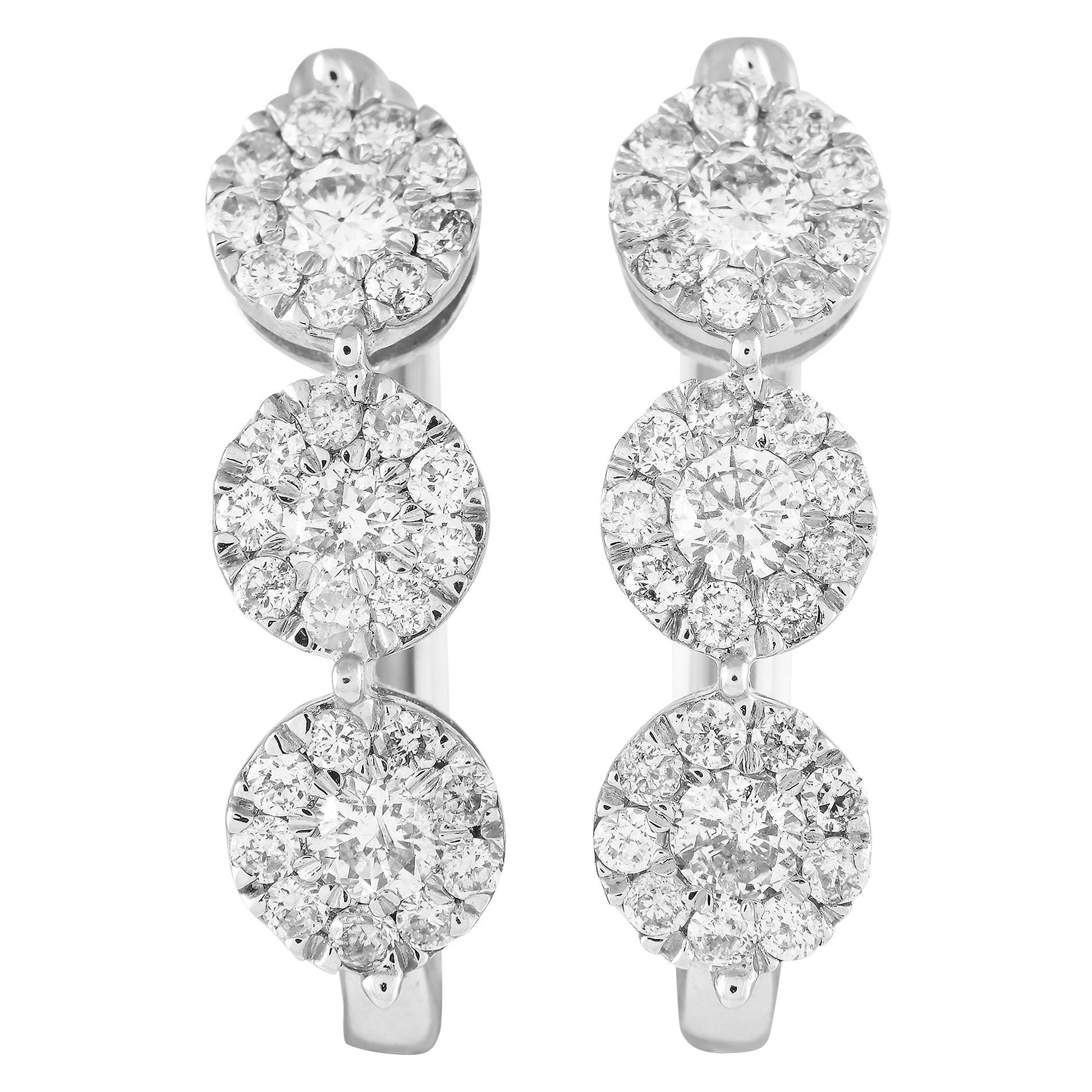 Boucles d'oreilles en or blanc 14K avec 1,0ct de diamant