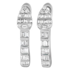 14K White Gold 0.70ct Diamond Huggie Earrings