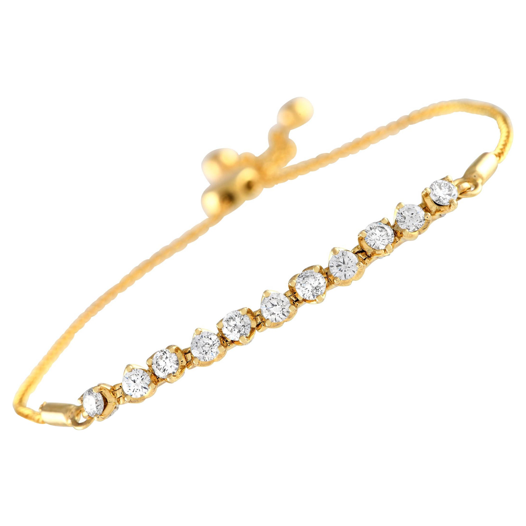 Bracelet Bolo en or jaune 14 carats avec diamants de 1,0 carat  en vente