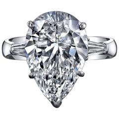 6.68 Carat GIA Cert Pear Shape Diamond Platinum Ring
