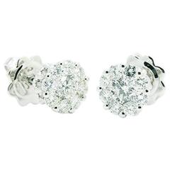 Ferrucci Diamond White Gold Cluster Earstuds 8