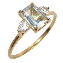 Flash Sale Classic 18K Gold Triplet Ring with 0.49ct Aquamarine -Diamonds 