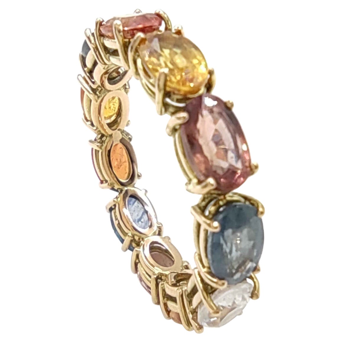 Unique 14kt Yellow Gold Ring with Handcrafted Design & Sapphires - Shop Now For Sale