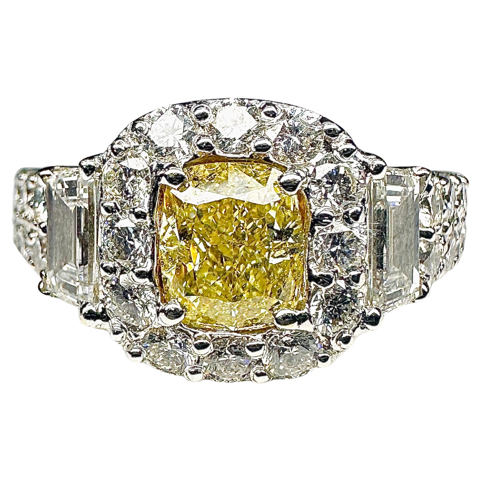 Yellow  Diamond  Halo Ring For Sale
