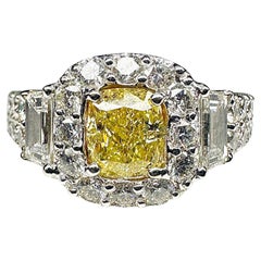 Gelb  Diamant  Halo-Ring