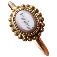Georgian era 18K gold enamel “Souvenir” memory ring