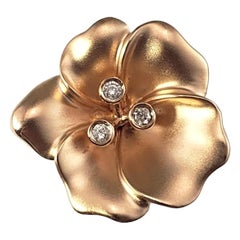14 Karat Yellow Gold and Diamond Flower Ring Size 8.25 #16883