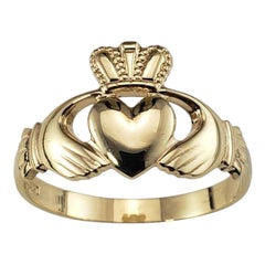 Men's 10 Karat Yellow Gold Claddagh Ring Size 12.75-13 #16860
