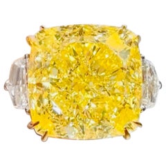Emilio Jewelry Gia Certified 34.00 Carat Fancy Intense Yellow Diamond Ring 