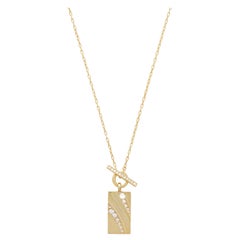 Casey Perez Sculptural 18k gold diamond toggle bar necklace with wave detail
