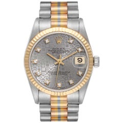 Rolex President Midsize Tridor Weiß-Gelb-Roségold-Diamant-Damenuhr 68279