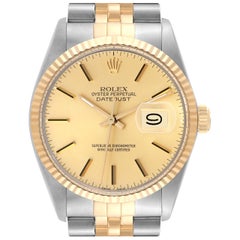 Rolex Datejust Steel Yellow Gold Vintage Mens Watch 16013 Box Papers