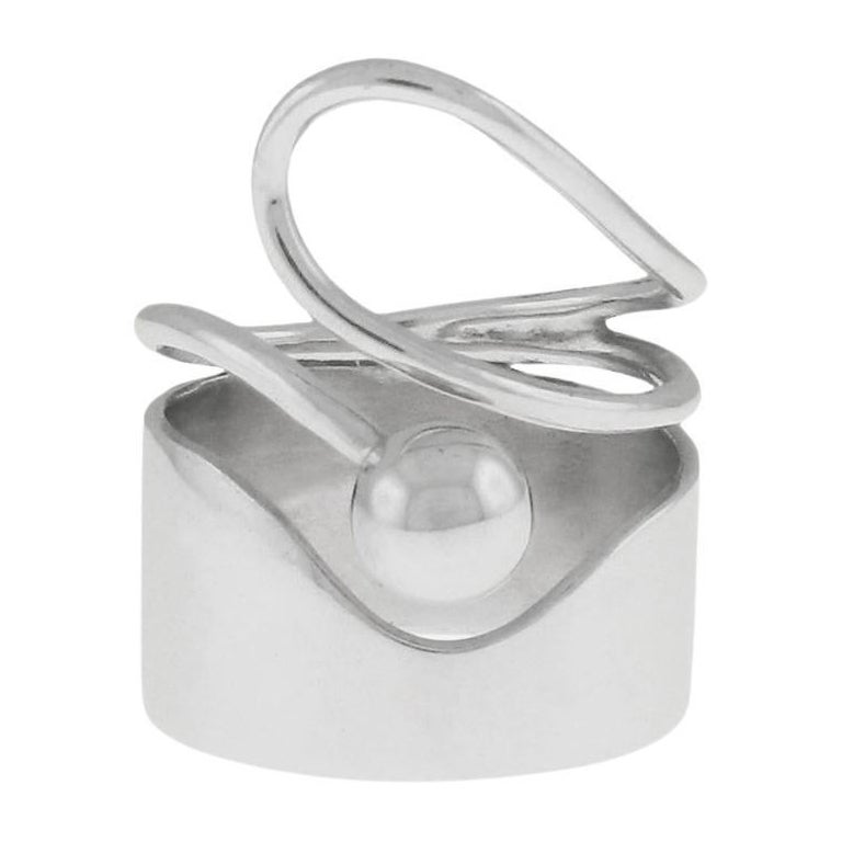 Casey Perez Sterling Silver Modernist Abstract Statement Ring For Sale