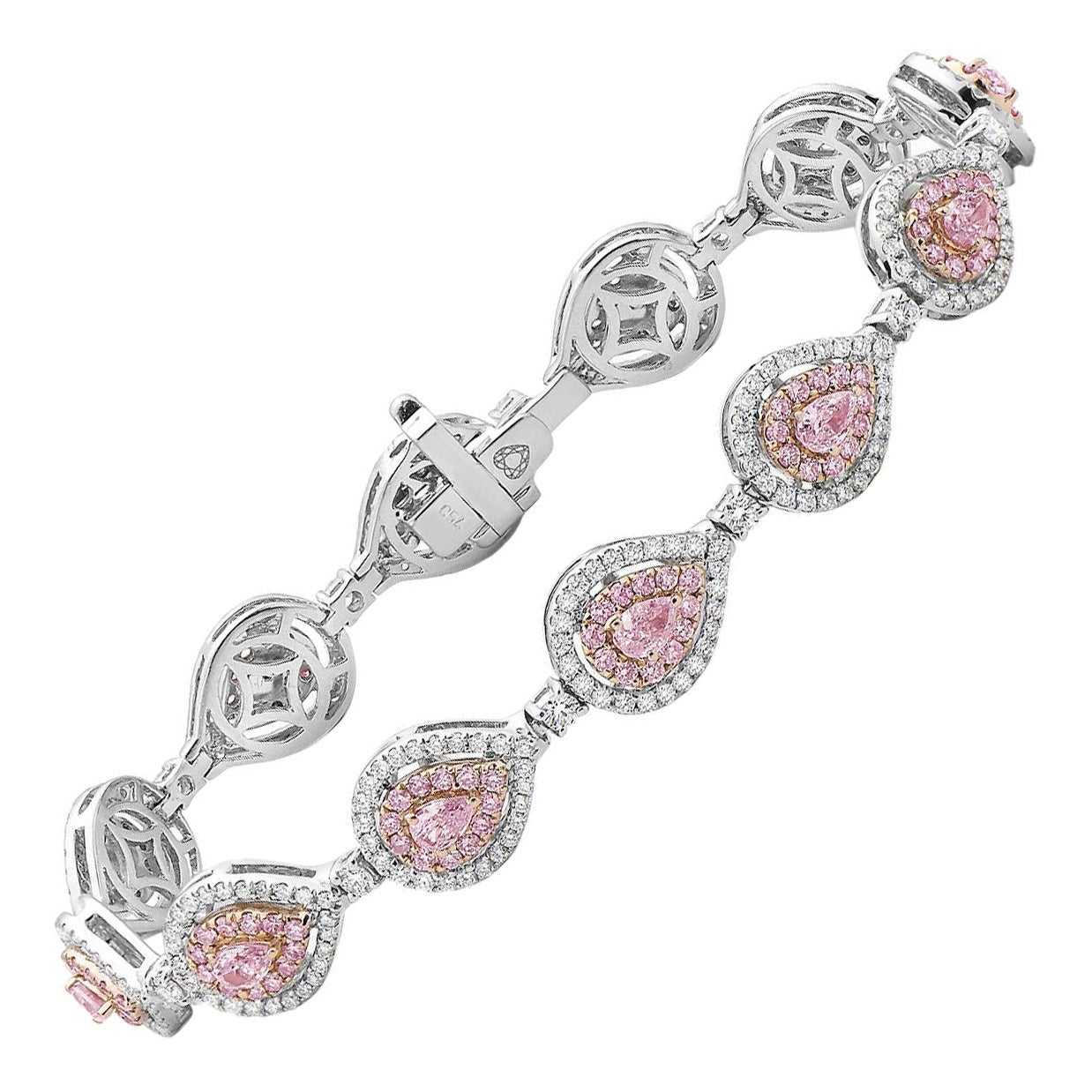 4 Carat Pink Diamond Pear Shape  Bracelet  For Sale
