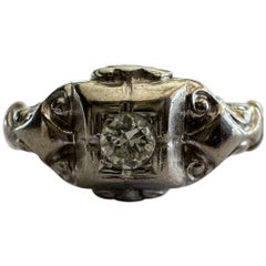 Vintage Mid-Century Petite Diamond Solitaire Engagement Ring 