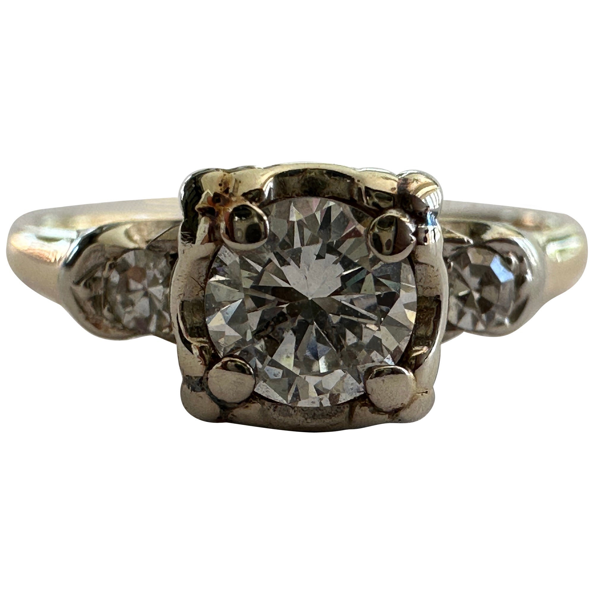 Art Deco Diamond Two-Tone Engagement Ring 
