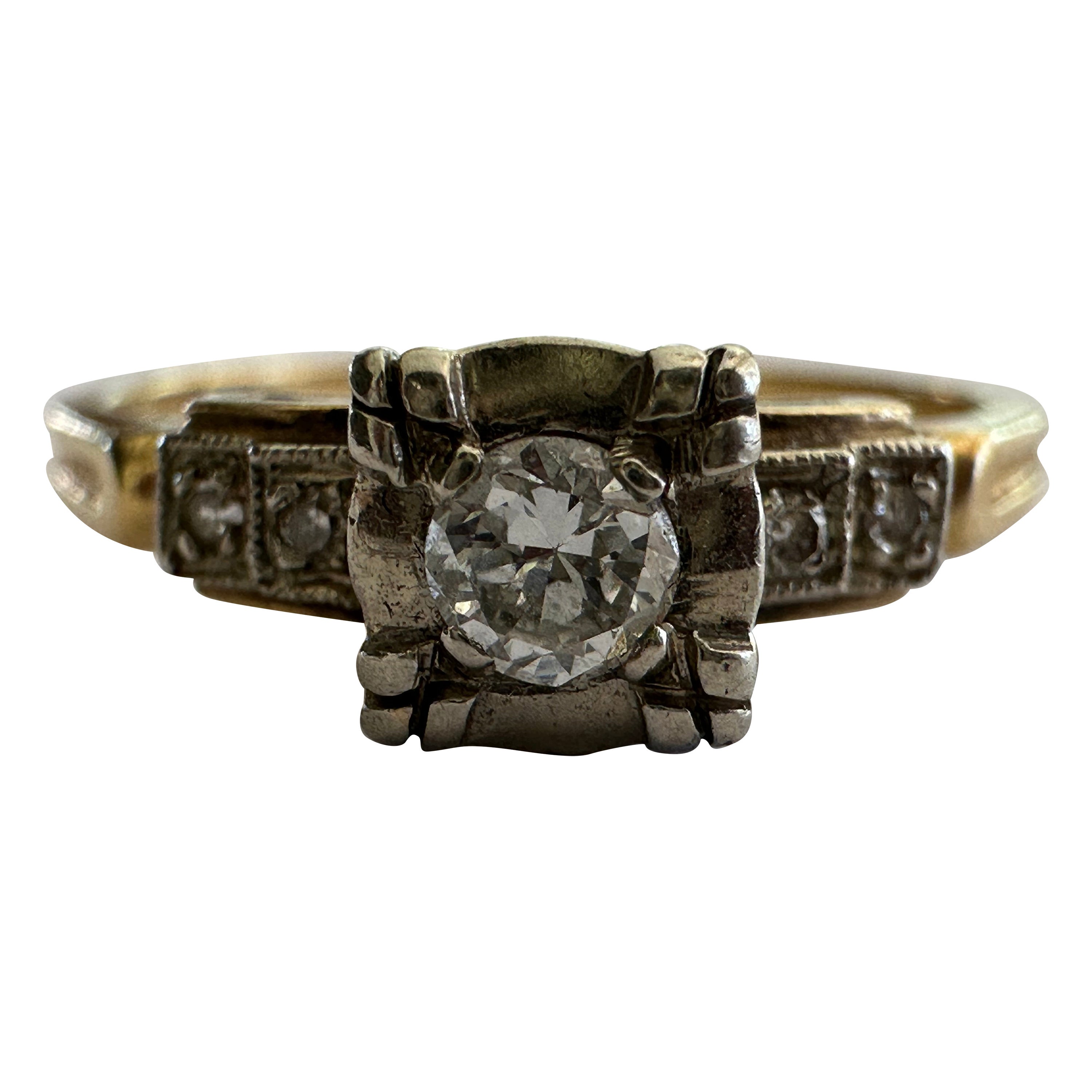 Keepsake Diamond Two-Tone Engagement Ring  For Sale