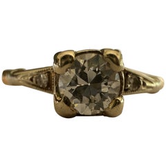 Retro Mid-Century Diamond Three-Stone Engagement Ring 