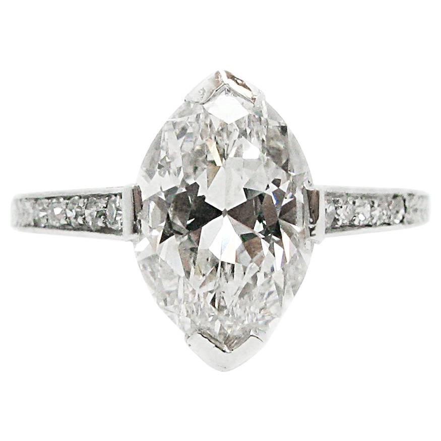 Art Deco 2.12 Carat Oval Diamond  Platinum Ring