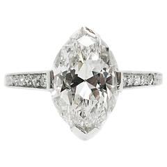 Art Deco 2.12 Carat Oval Diamond  Platinum Ring