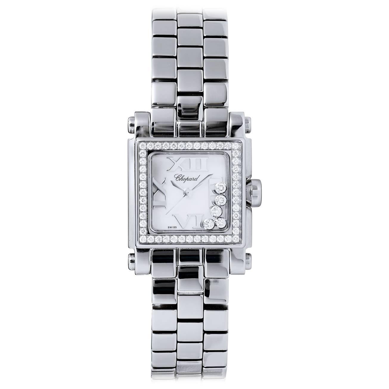 Chopard Ladies Stainless Steel Diamond Happy Sport Quartz Wristwatch