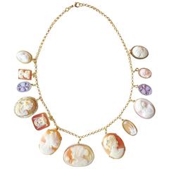 Susan Lister Locke Multi Cameo Gold Necklace