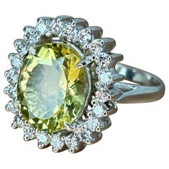 Modern Citrine Center Stone and Diamond Halo 18k White Gold Cocktail Ring