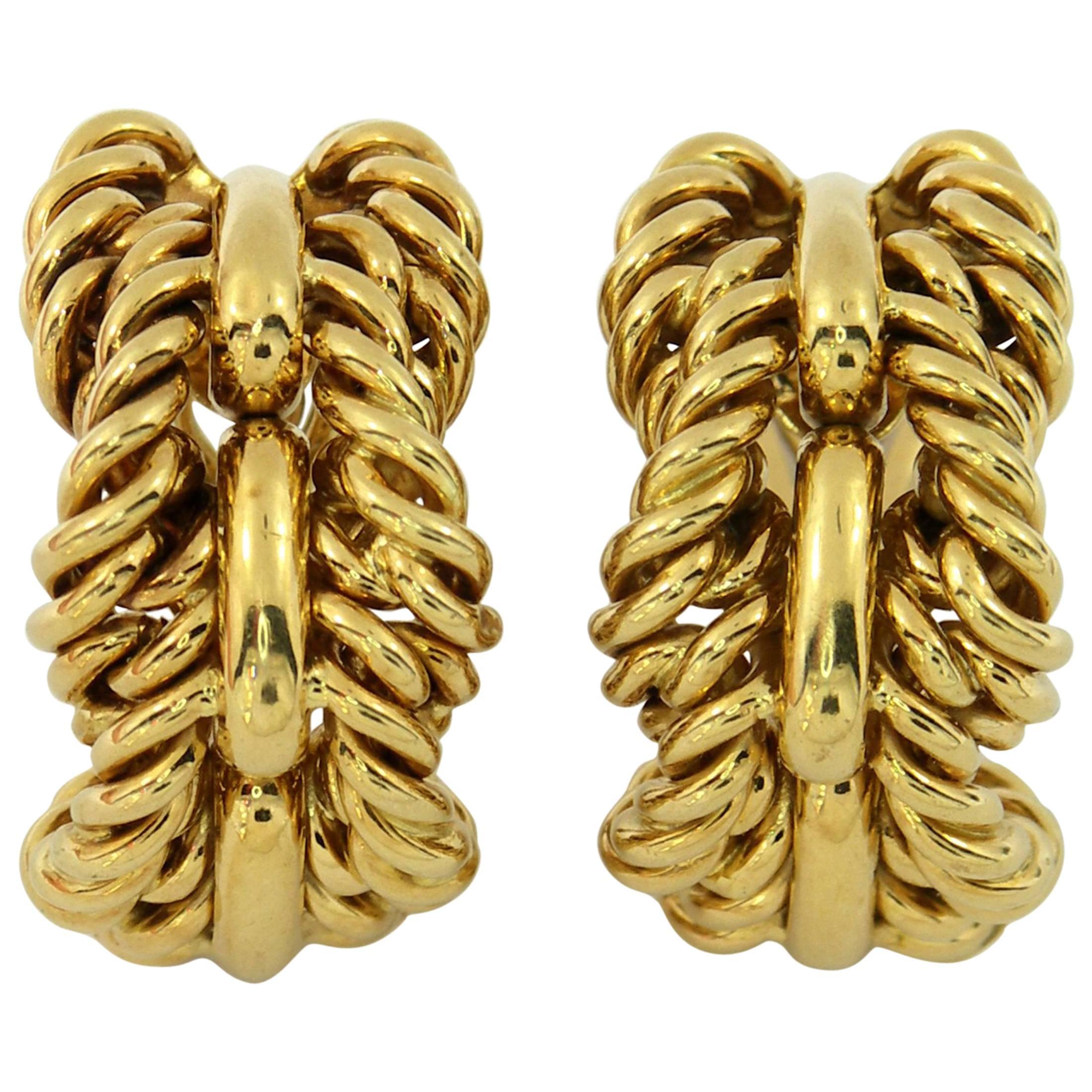 Tiffany & Co. Woven Gold Design Earrings