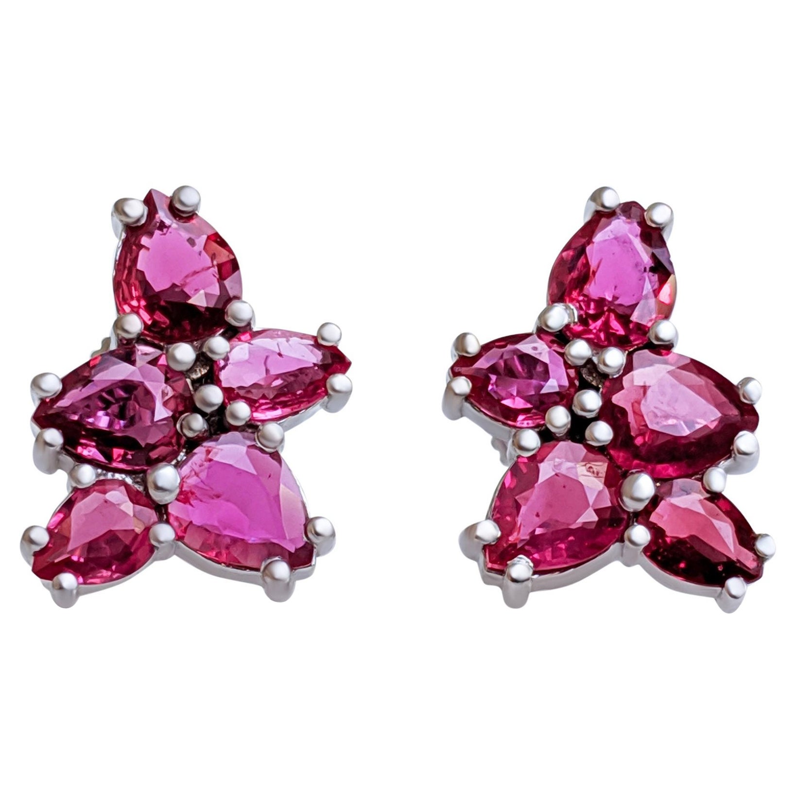 NO RESERVE! 2.34Ct NO HEAT Ruby 14kt White Gold Earrings For Sale