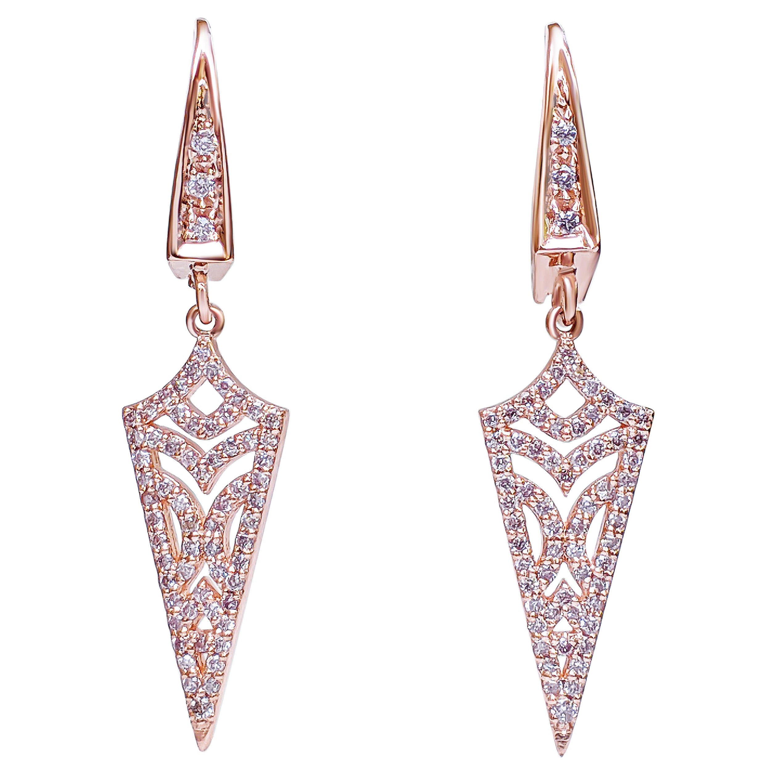 $1 NO RESERVE! 0.50cttw Fancy Pink Diamonds - 14 kt. Rose gold - Earrings