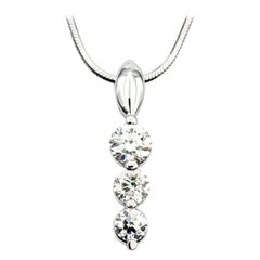 Romantic Past, Present, Future Diamond Pendant Necklace in White Gold