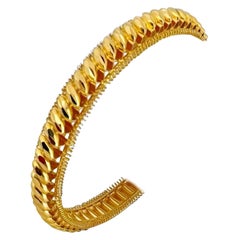 22 Karat Yellow Gold Solid Diamond Cut Fancy Bangle Bracelet 