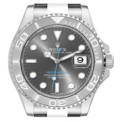 Used Rolex Yachtmaster Rhodium Dial Steel Platinum Mens Watch 116622 Box Card