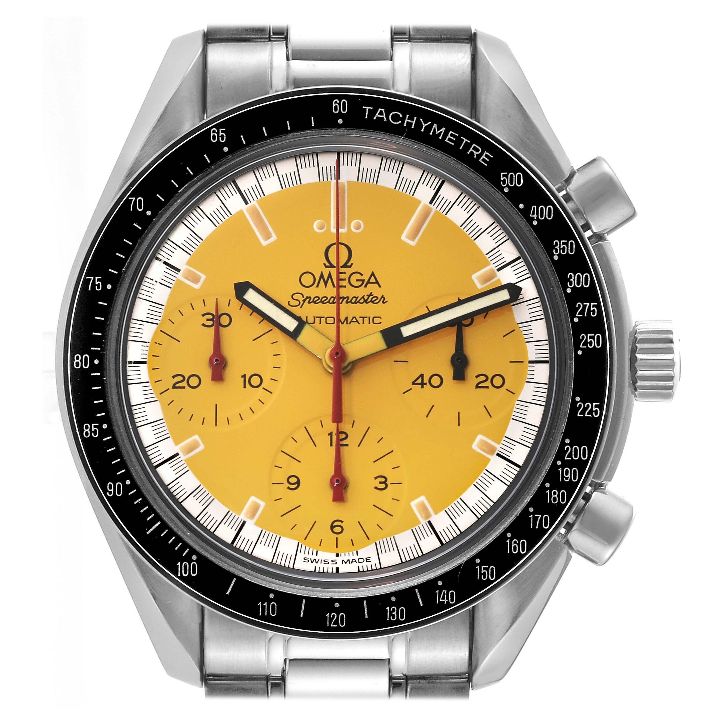 Omega Speedmaster Schumacher Montre automatique en acier jaune pour hommes 3510.12.00 en vente