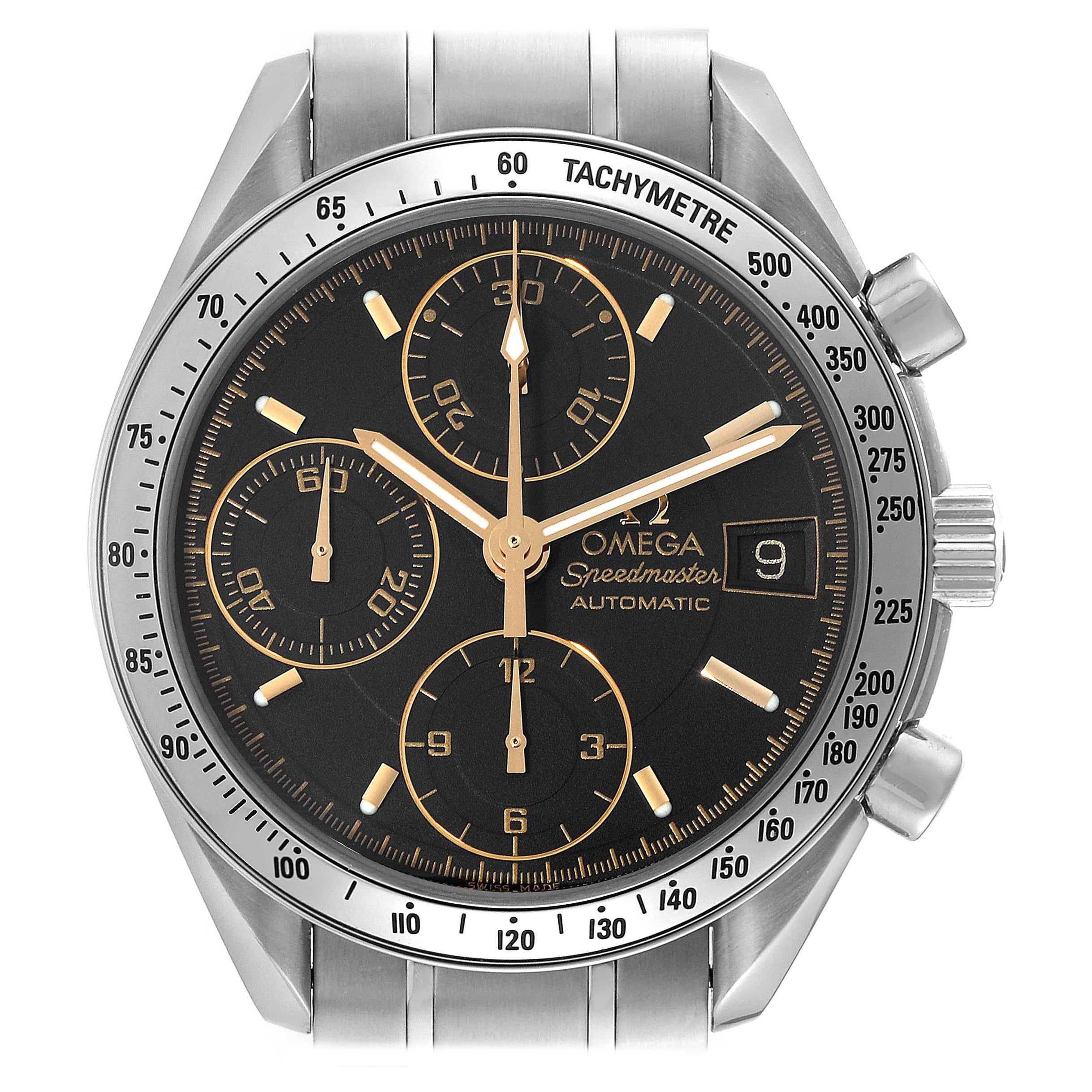 Omega Speedmaster Date Stahl-Herrenuhr mit schwarzem Zifferblatt 3513.54.00