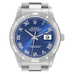 Rolex Datejust Turnograph Blue Dial Steel White Gold Mens Watch 16264 Box Papers