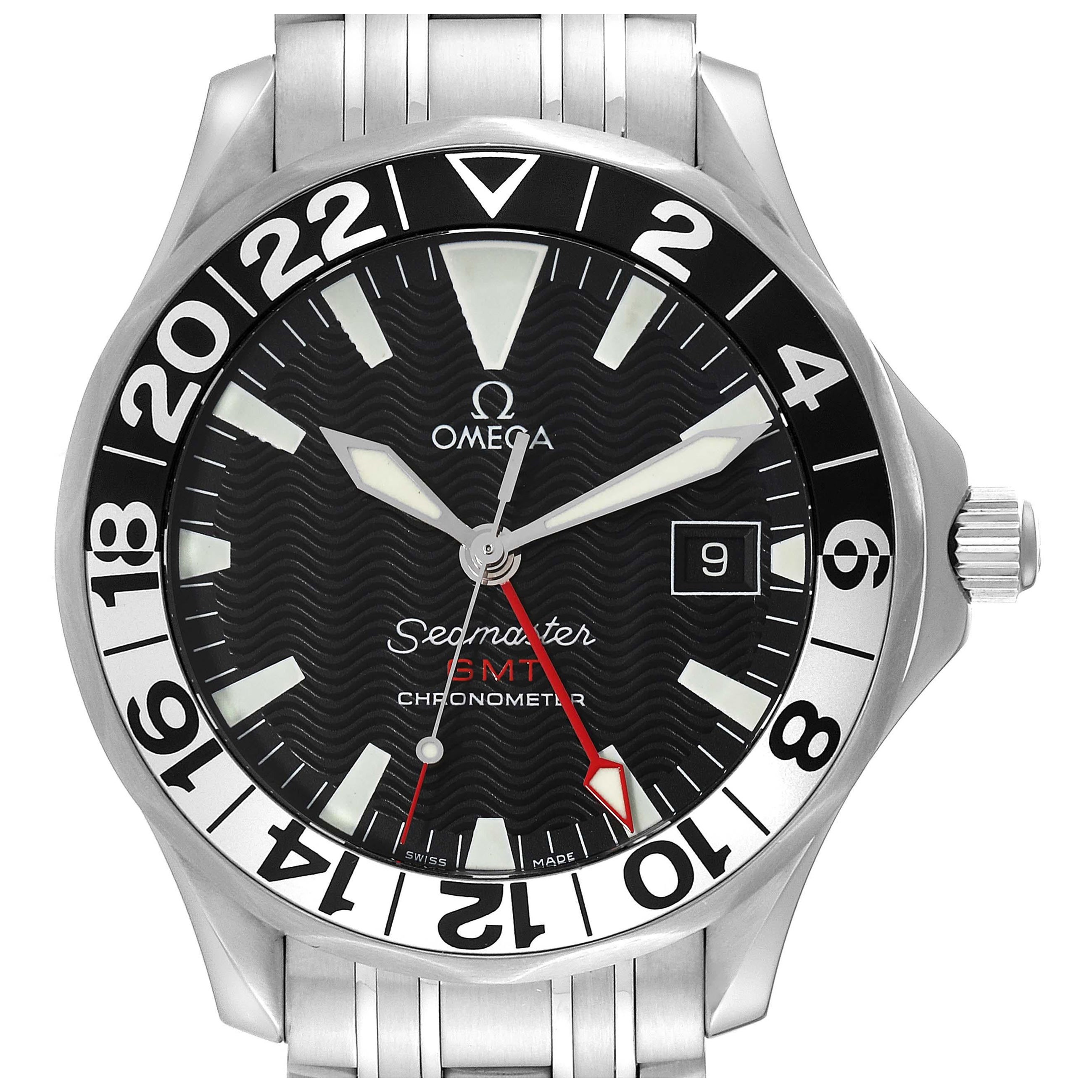 Omega Seamaster GMT 50th Anniversary Steel Mens Watch 2534.50.00 Card For Sale