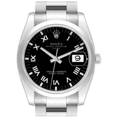 Rolex Date Cadran noir Montre homme en acier 115200 Box Card