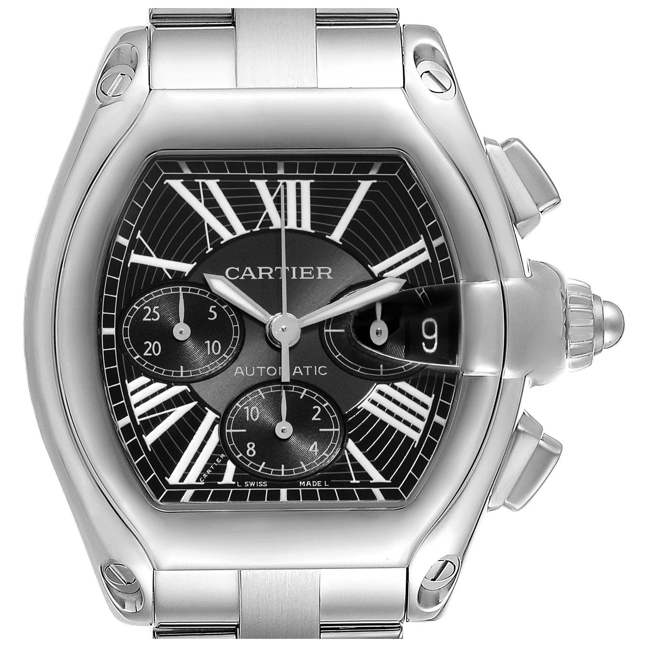 Cartier Roadster XL Chronograph Steel Mens Watch W62020X6