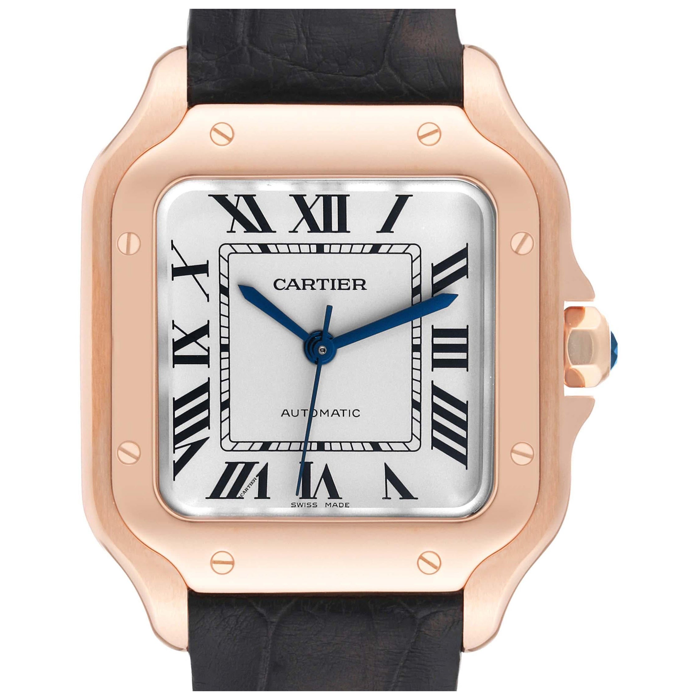 Cartier Santos Midsize Rose Gold Mens Watch WGSA0012 Box Card en vente