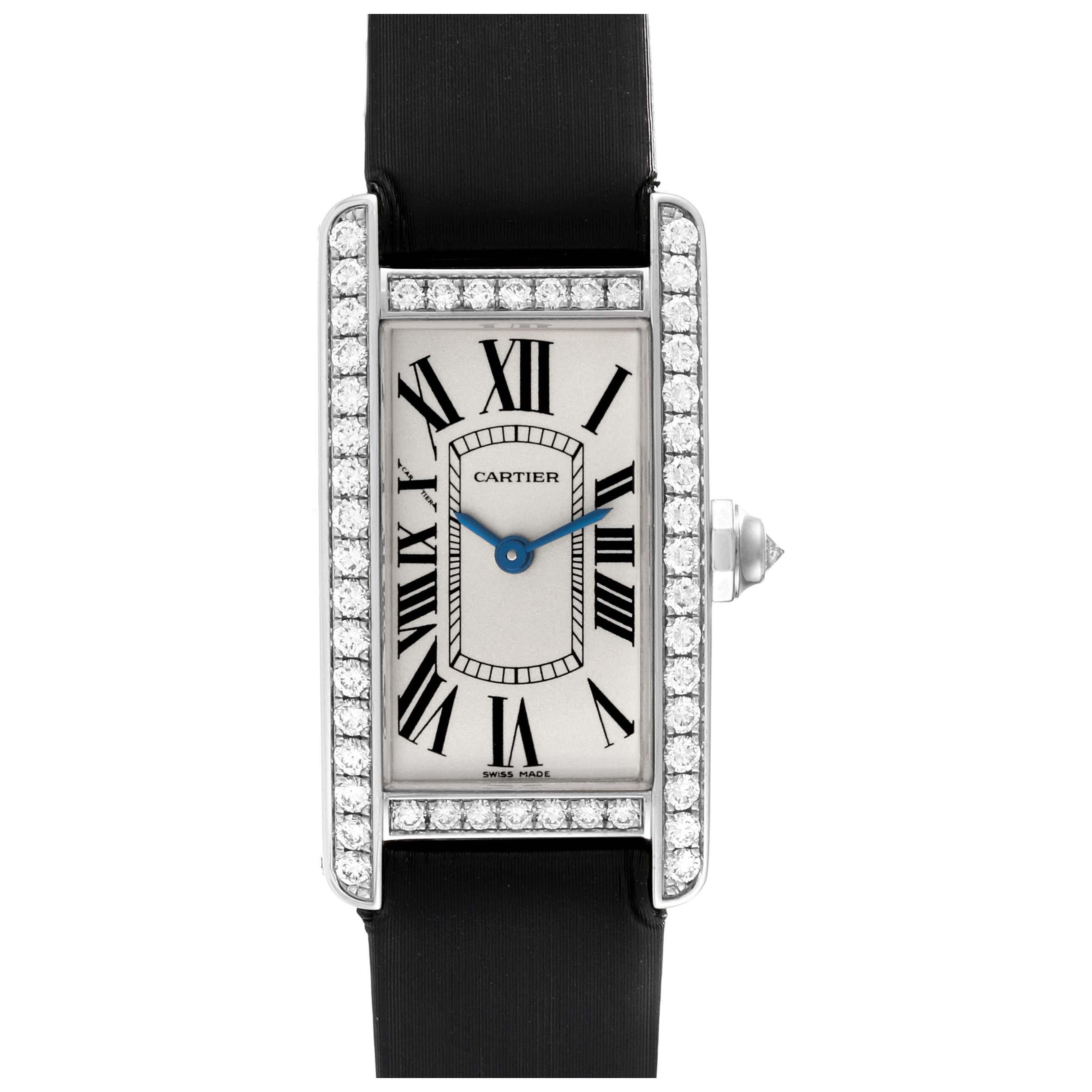 Cartier Tank Americaine White Gold Diamond Ladies Watch WB707331 For Sale