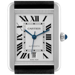 Cartier Tank Solo XL Automatic Silver Dial Steel Mens Watch W5200027 Papers