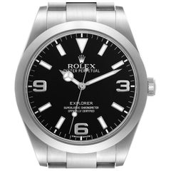 Rolex Montre Explorer I 39 mm à cadran noir en acier pour hommes 214270